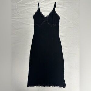 Target black mini dress with lace detailing.